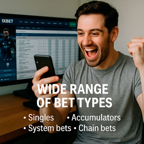 Bet types on 1xBet app
